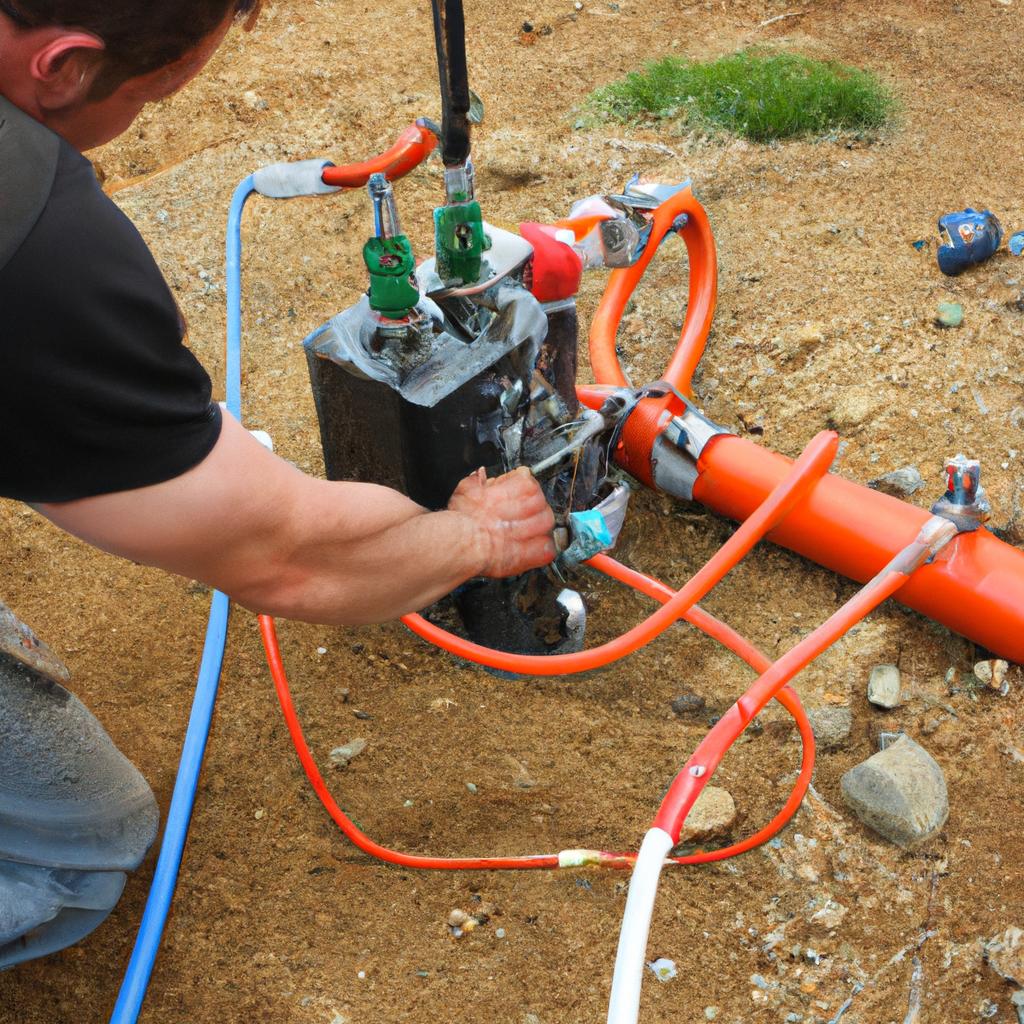 Person installing geothermal energy system