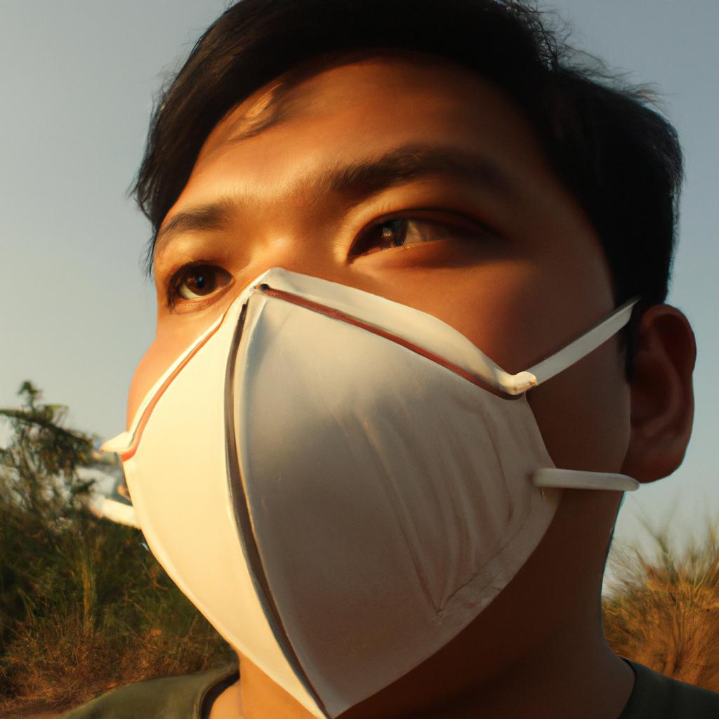 Person wearing a pollution mask