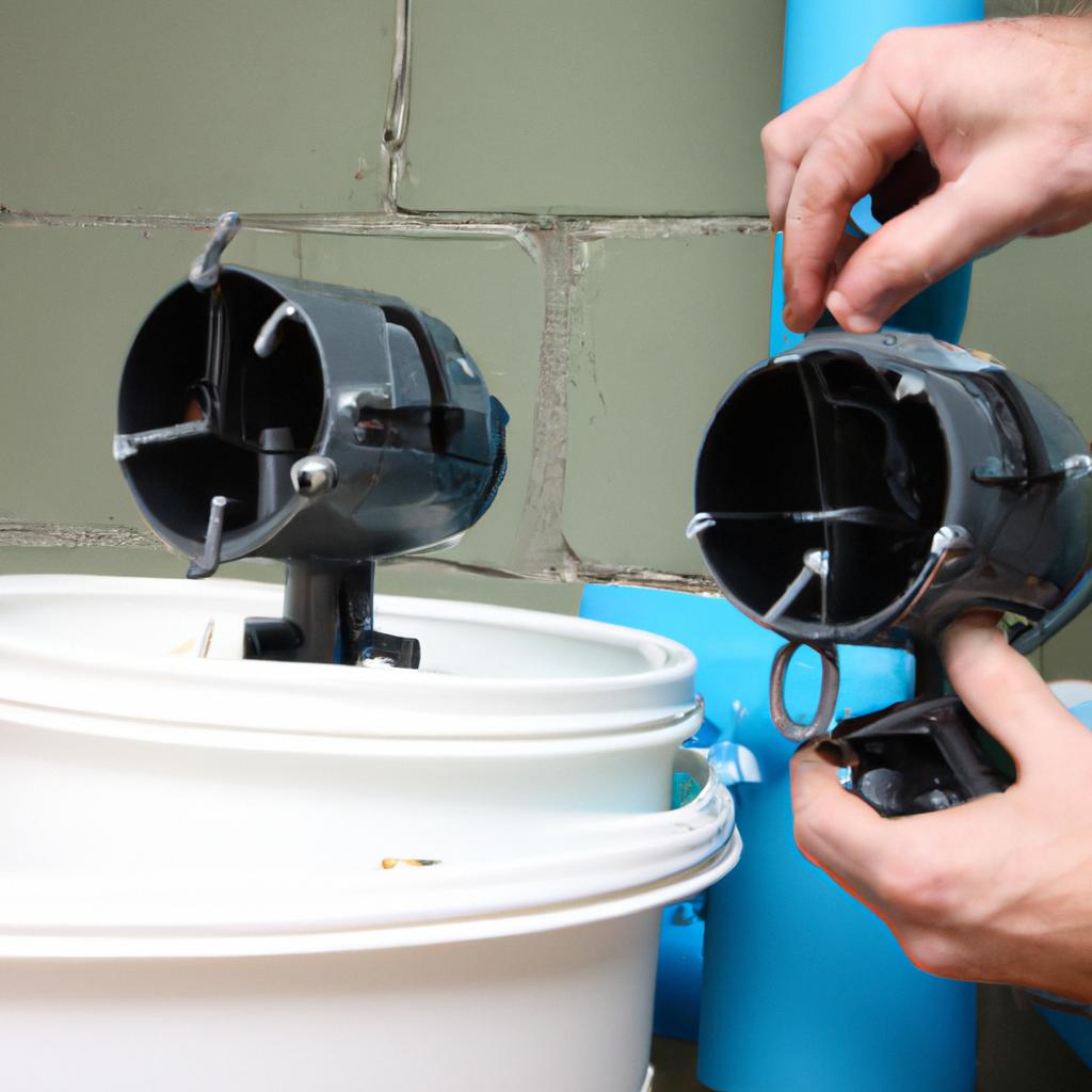 Person installing greywater recycling system