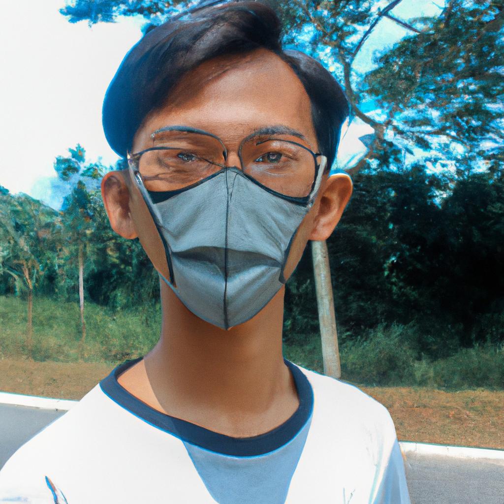 Person wearing protective face mask