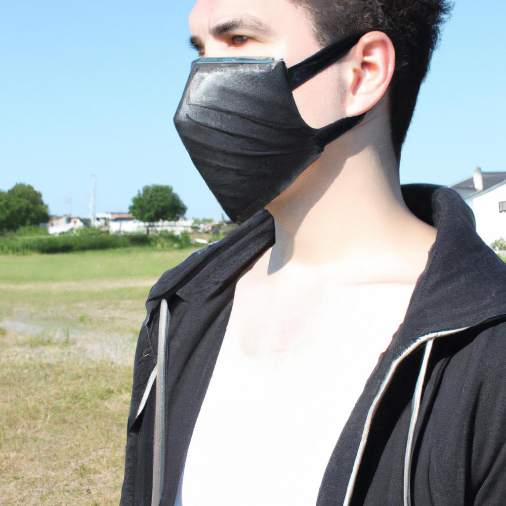 Person wearing face mask outdoors